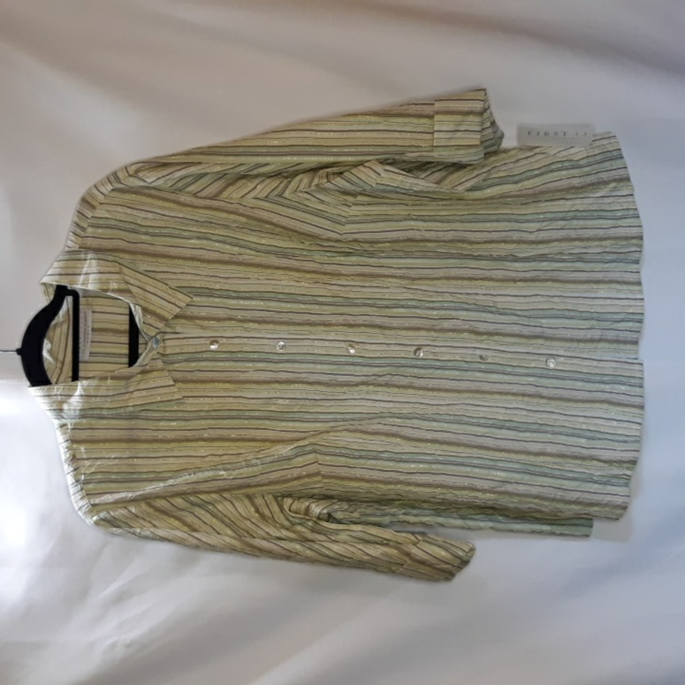 First Issue/Liz Claiborne Company Green Stripe Shirt